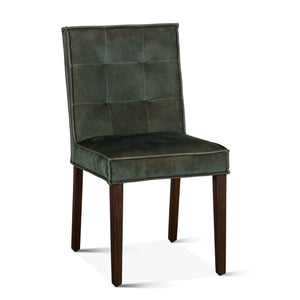 Madison Side Chair Green Velvet, Weathered Teak Legs