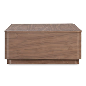 Moe's Round Off Coffee Table with Storage in Walnut Brown