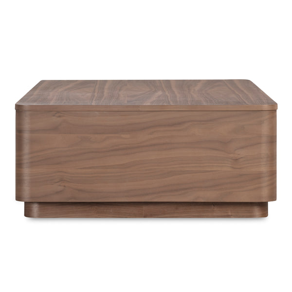 Moe's Round Off Coffee Table with Storage in Walnut Brown