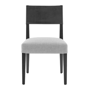Kylo PU/ Fabric Dining Side Chair, Borneo Black/Meridien Gray