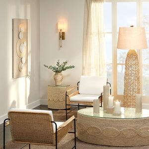 Barbados Oval Corn-Straw Side Table
