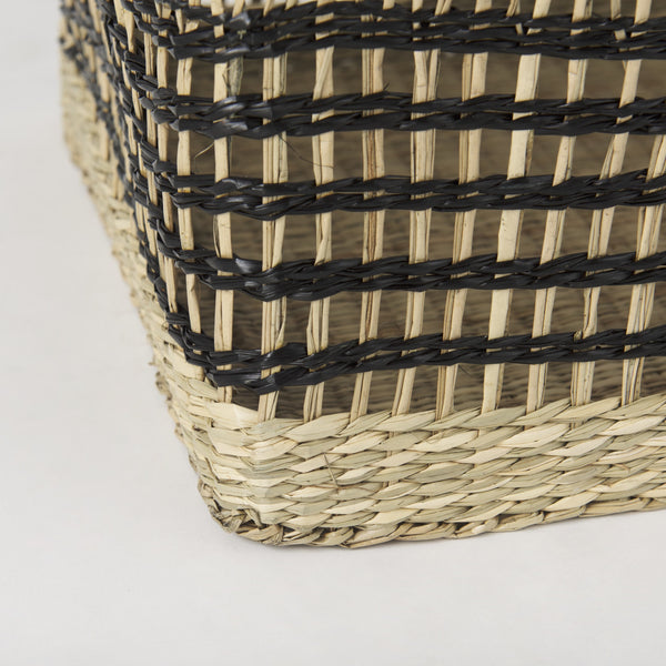 Nia 18.5L x 13.4W x 14.6H Set of 2 Light Brown Seagrass Rectangular Basket with Handles