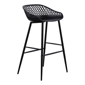 Piazza Outdoor Barstool Set, Black, Wicker Back