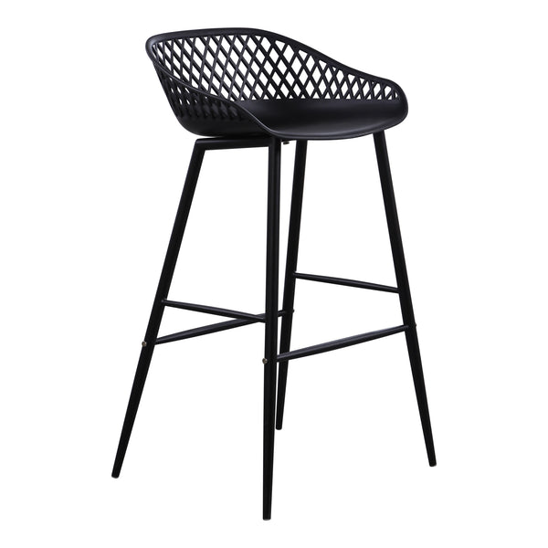 Piazza Outdoor Barstool Set, Black, Wicker Back