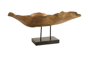 Carved Leaf Sculpture on Stand