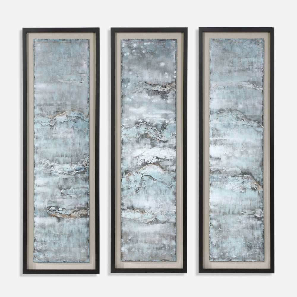 Ocean Swell Painted Metal Art, S/3, 3 Cartons
