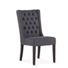 Lara Dark Gray Linen Dining Chair with Dark Walnut Legs