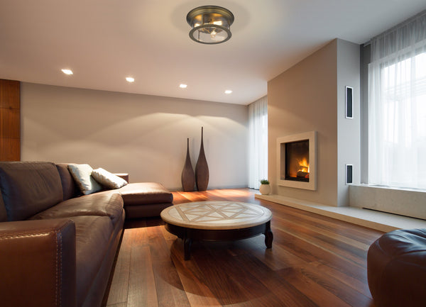 Sonna 3 Light Flush Mount in Heritage Brass Finish