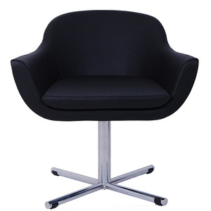 Chelsea Swivel Lounge In Black Leather