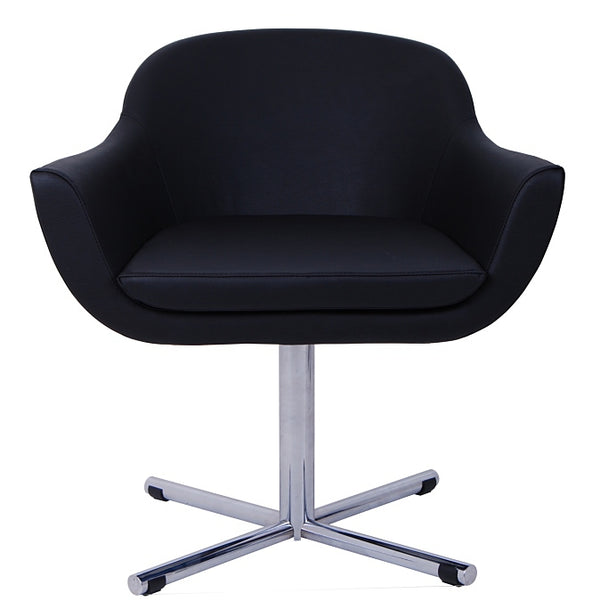 Chelsea Swivel Lounge In Black Leather