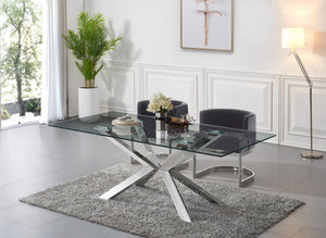 Donna Dining Chair In Grey Velvet and Chrome
