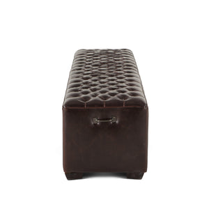 D'Orsay 78-Inch Long Leather Bench with Diamond Stitched Detailing