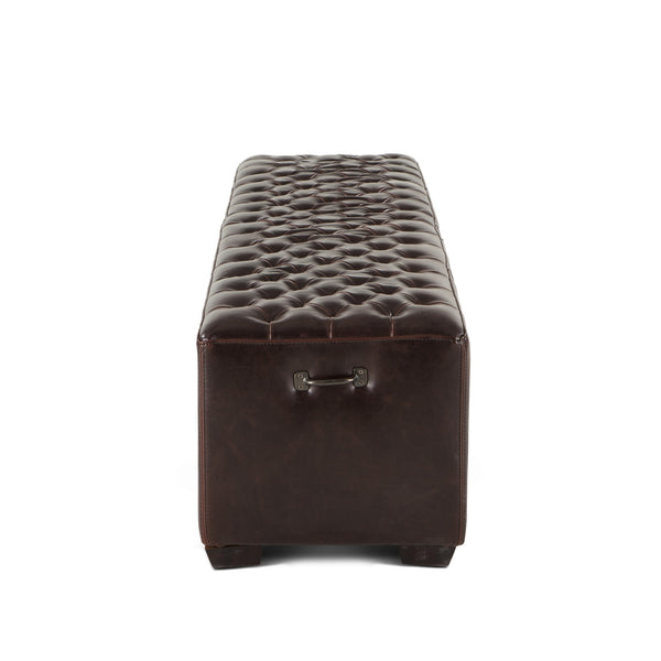 D'Orsay 78-Inch Long Leather Bench with Diamond Stitched Detailing