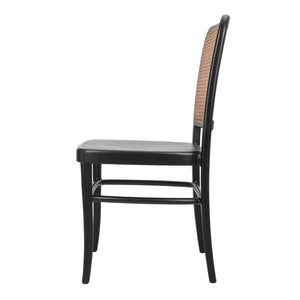 Sonora Rattan Dining Side Chair Wood Seat, Black/Natural