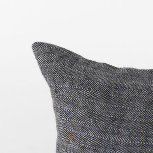 Sibyl 13L x 21W Black Fabric Striped and White Fringed Decorative Pillow Cover