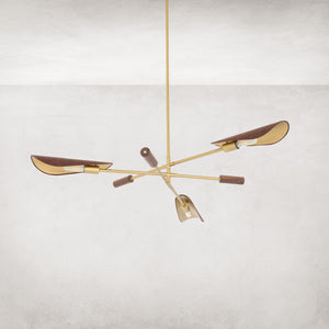 Astrid Chandelier In Dark Brown Leather