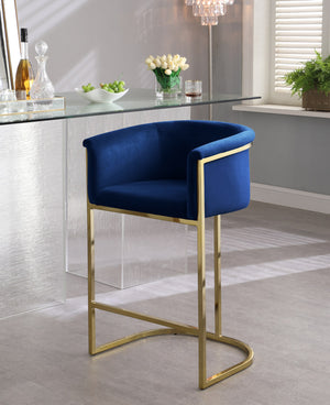 David Stool In Navy Velvet