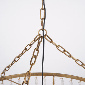 Rhone Gold Metal and Wood Beaded Chandelier