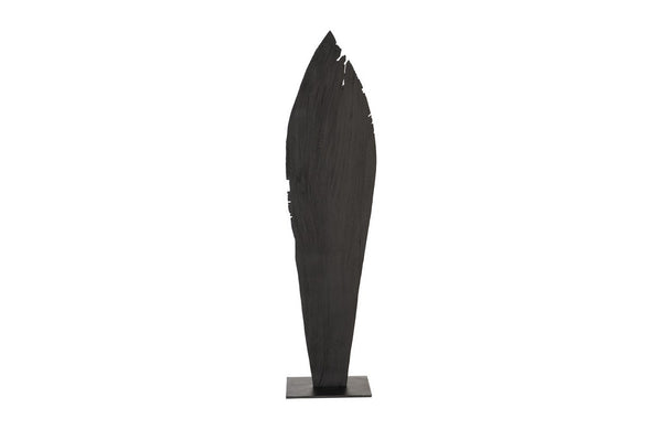  Carved Leaf on Stand, Burnt, Large
