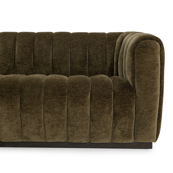 Vanty Upholstered Sofa in Olive Green with Wood Plinth