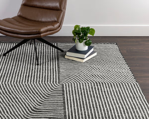 SERENE HAND-WOVEN RUG - BLACK / WHITE - 5' X 8'