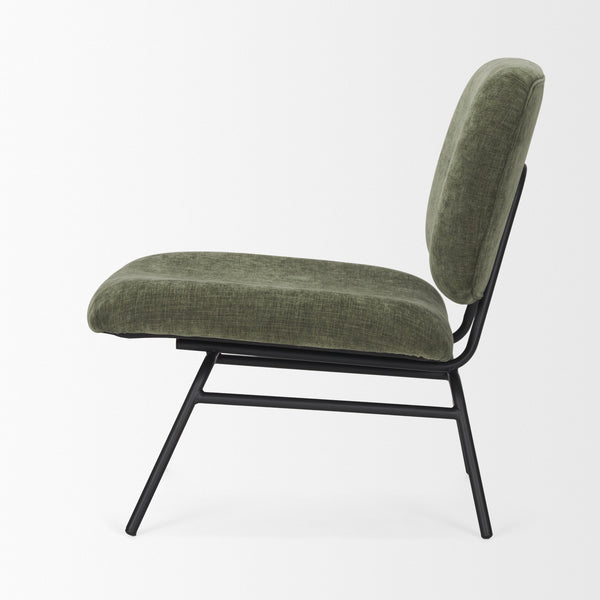Nora Forest Green Fabric w/ Matte Black Metal Legs Accent Chair