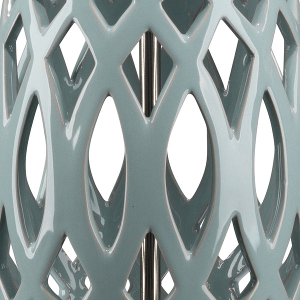 Filigree Ceramic Table Lamp, Blue