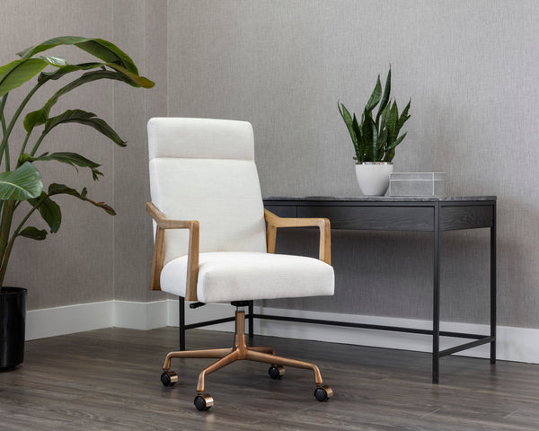 COLLIN OFFICE CHAIR - NATURAL - HEATHER IVORY TWEED