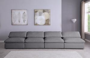 Carmen Cloud Modular Armless Sofa In Grey Linen Fabric