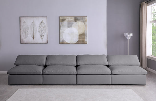 Carmen Cloud Modular Armless Sofa In Grey Linen Fabric