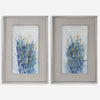 Indigo Florals Framed Art S/2