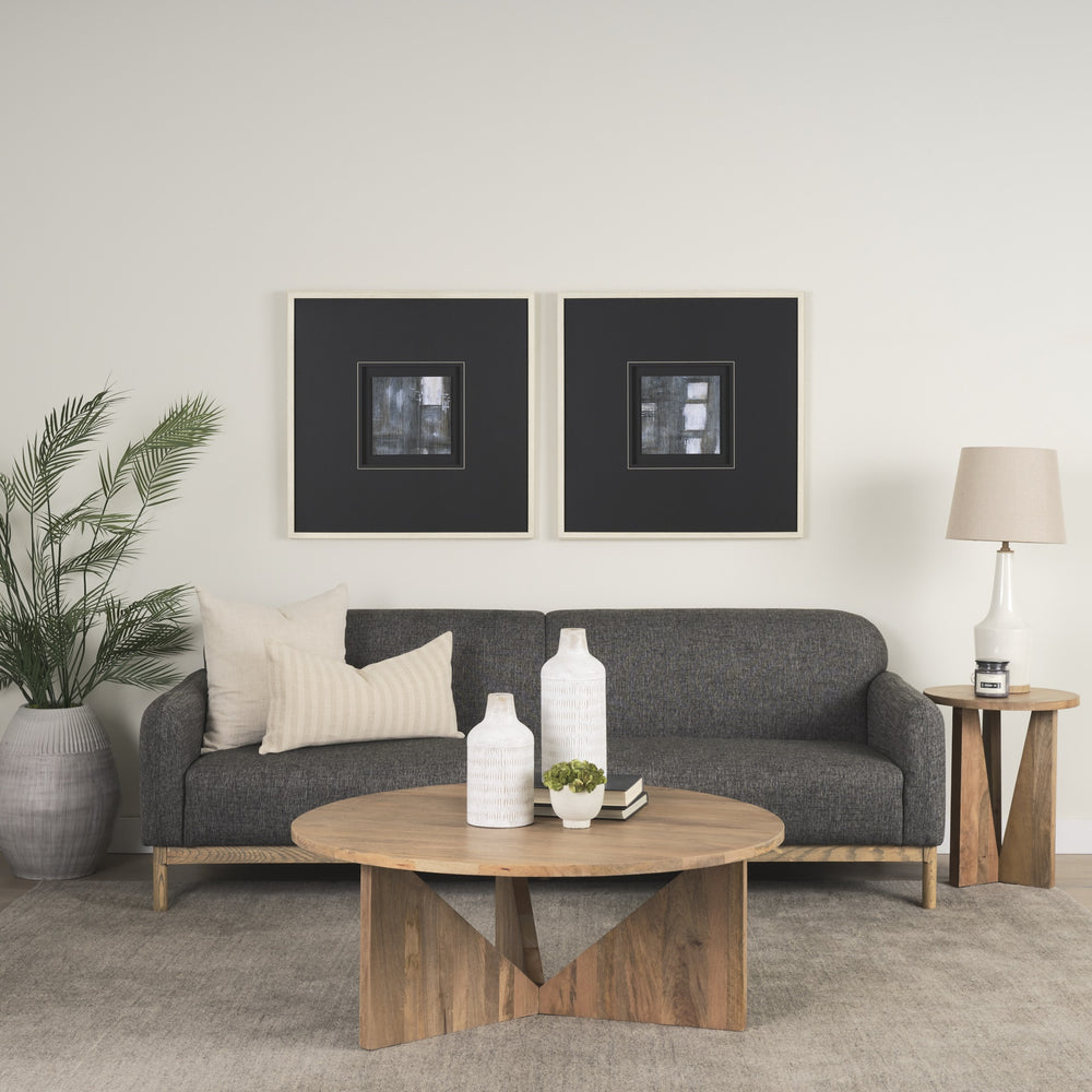 Hale Sofa W/ Medium Brown Wood and Gray Fabric