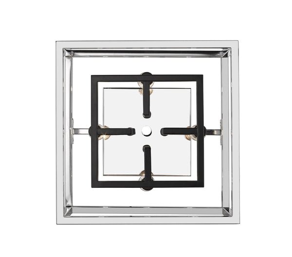 Quadra 4 Light Flush Mount in Chrome + Black Finish