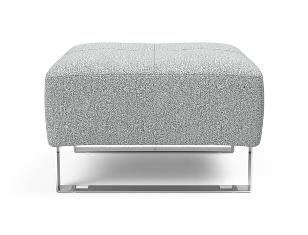 DELUXE EXCESS OTTOMAN in MELANGE LIGHT GREY FABRIC WITH Chrome legs 538