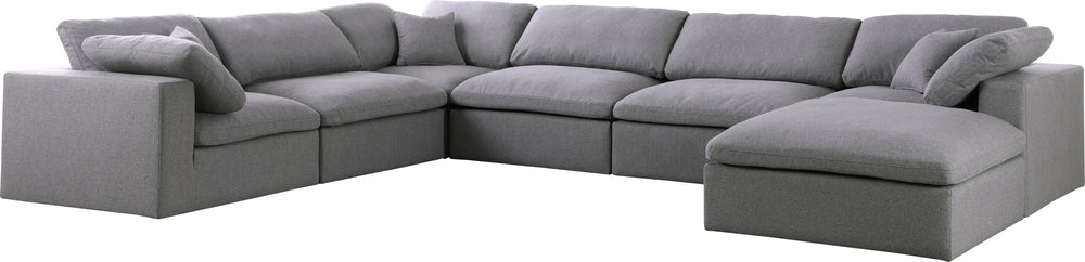 Carmen Cloud Modular Sectional In Grey Linen Fabric