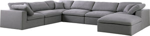 Carmen Cloud Modular Sectional In Grey Linen Fabric