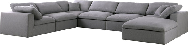 Carmen Cloud Modular Sectional In Grey Linen Fabric