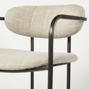 Parker II Beige Fabric Seat Gun Metal Grey Metal Counter Stool