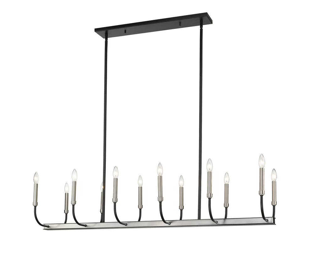 Haylie 12 Light Island/Billiard in Matte Black + Brushed Nickel Finish