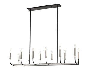 Haylie 12 Light Island/Billiard in Matte Black + Brushed Nickel Finish