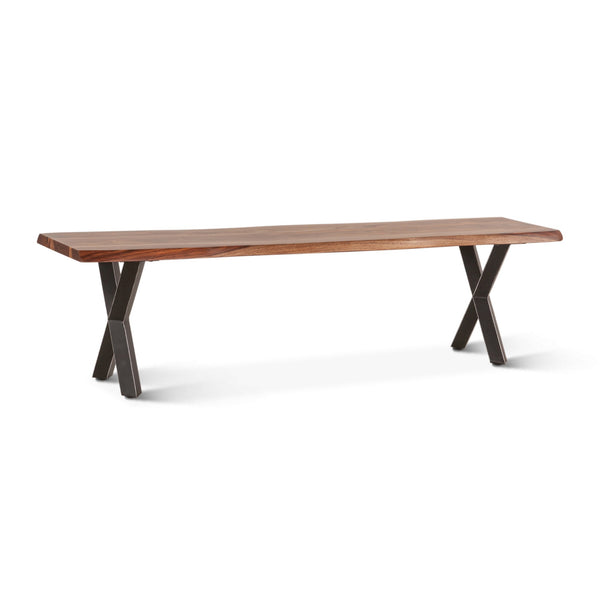 Brisbane 68" Sheesham Wood and Iron Dining Bench, Natural