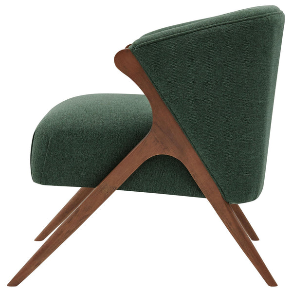 Florence Fabric Accent Chair Brown Legs In Havana Green