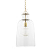 Sadah Tall Clear Blown Glass w/ Gold Metal Pendant Light