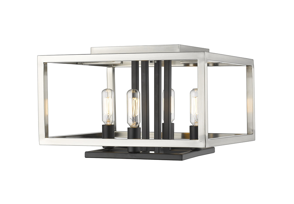 Quadra 4 Light Flush Mount in Brushed Nickel + Black Finish