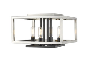 Quadra 4 Light Flush Mount in Brushed Nickel + Black Finish