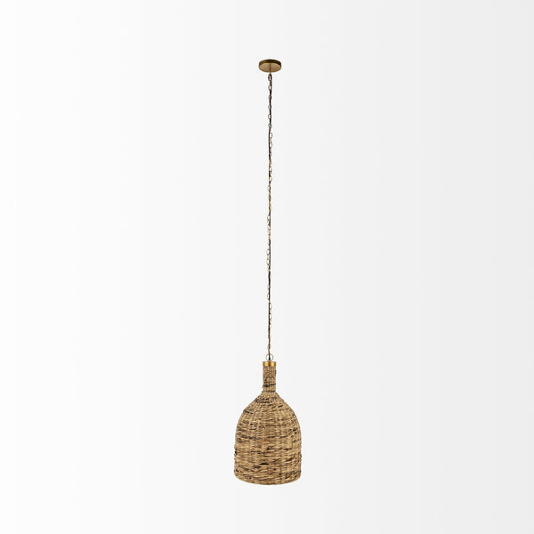 Campanile 16.0L x 16.0W x 27.0H Brown Whicker Pendant Light