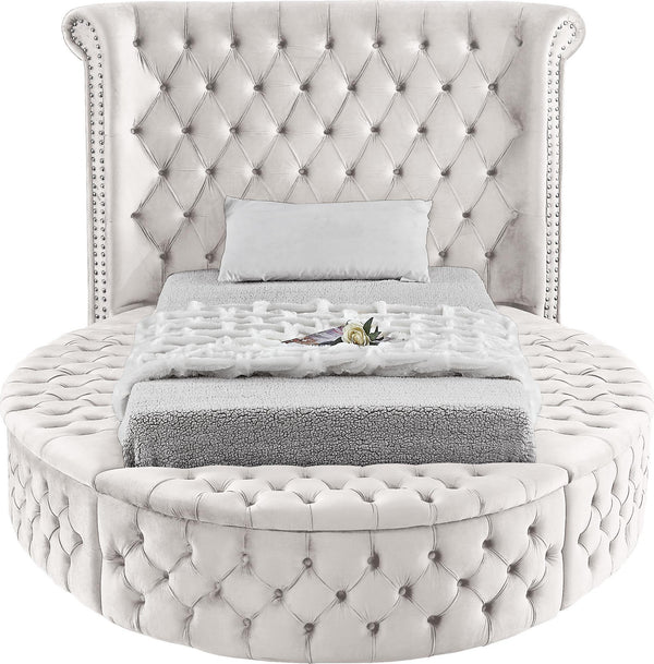 Lorena Twin Bed In Cream Velvet