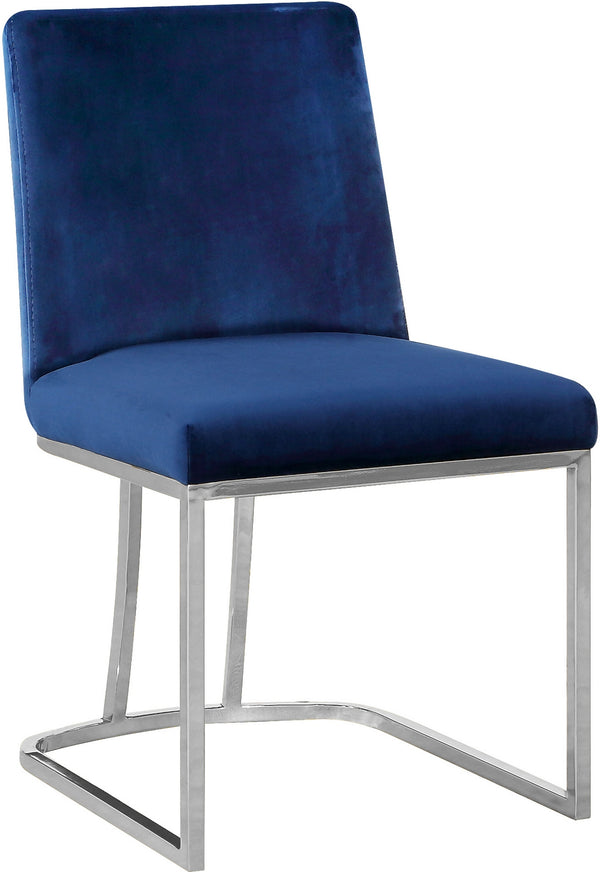 Rick Dining Chair In Navy Velvet and Chrome