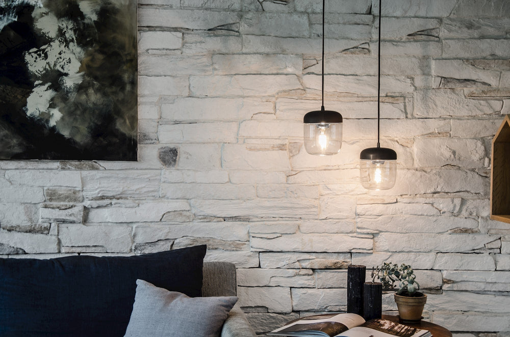 Acorn Black and Steel Hardwired Pendant with LED Bulb