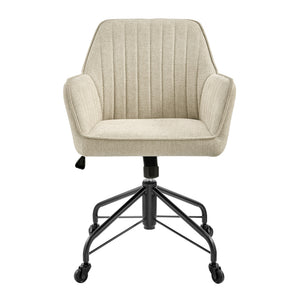 Thompson Fabric Swivel Office Arm Chair In Strata Cream